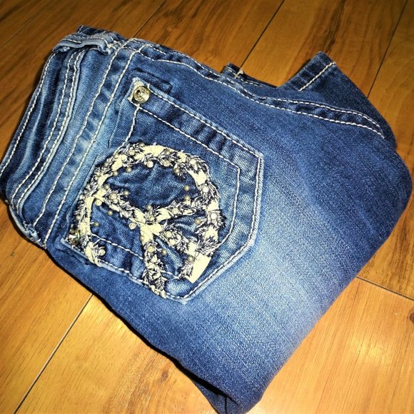 Miss Me Other - Miss Me Kids denim PEACE bling jeans 10